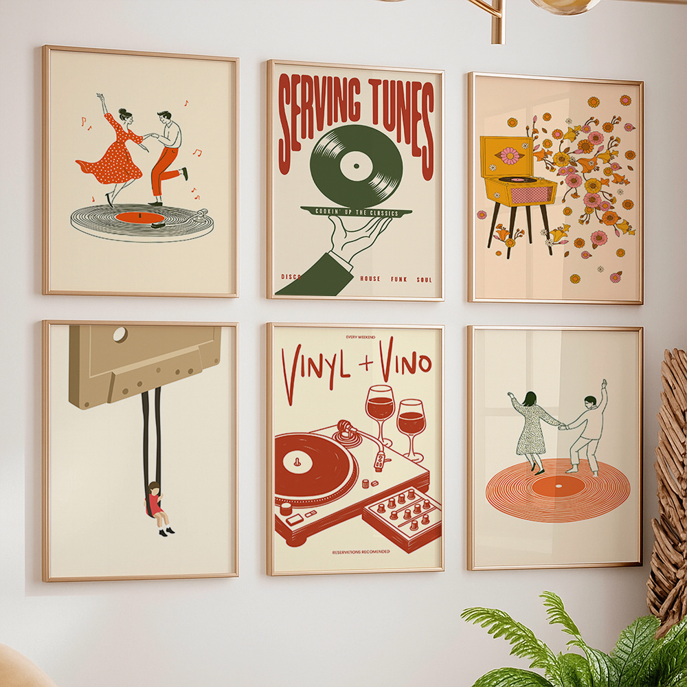 1pc Vintage Music Canvas Poste - Vintage Home Textiles ulasan dan harga