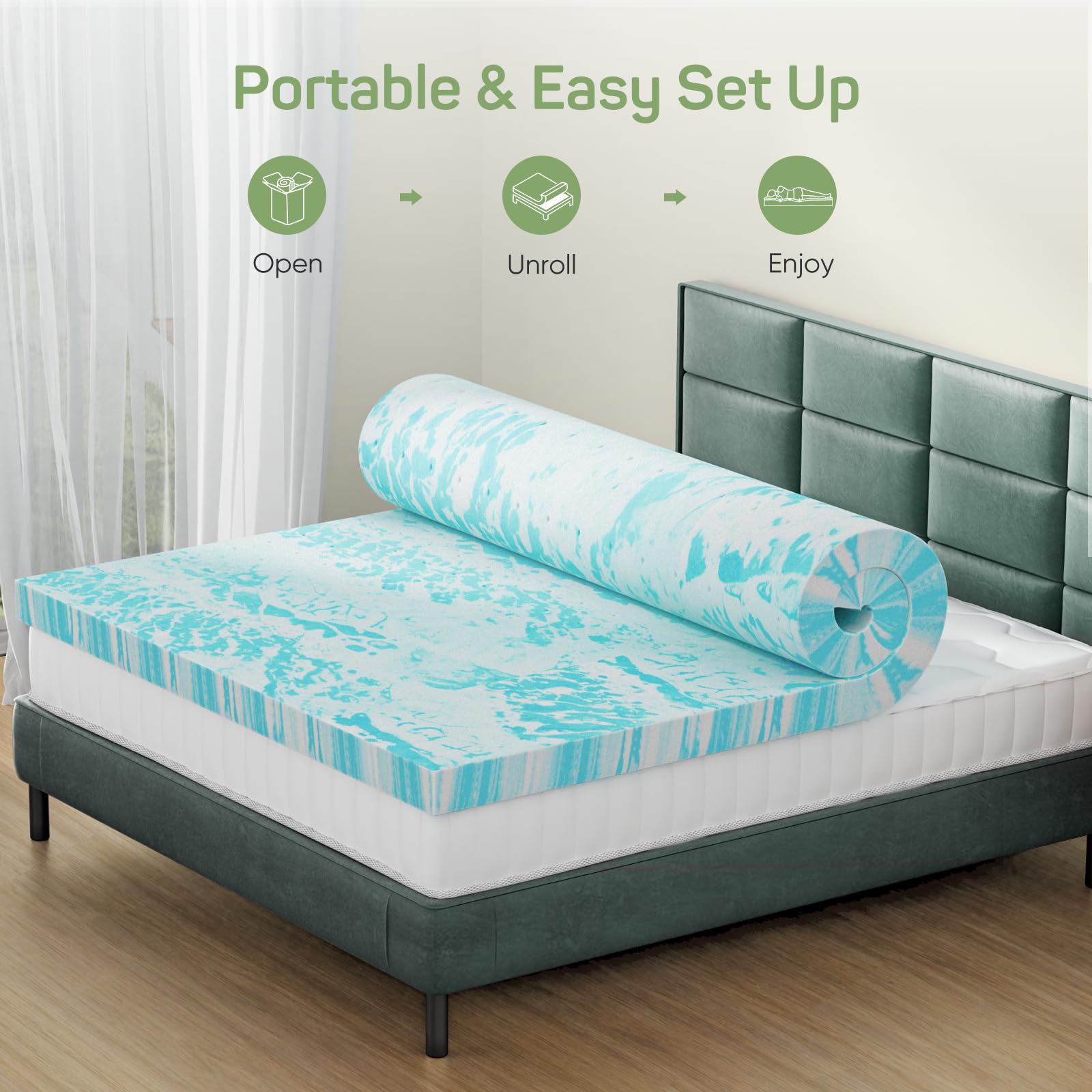 2 Inch Cooling Gel Swirl Memor - Memory Foam Topper ulasan dan harga