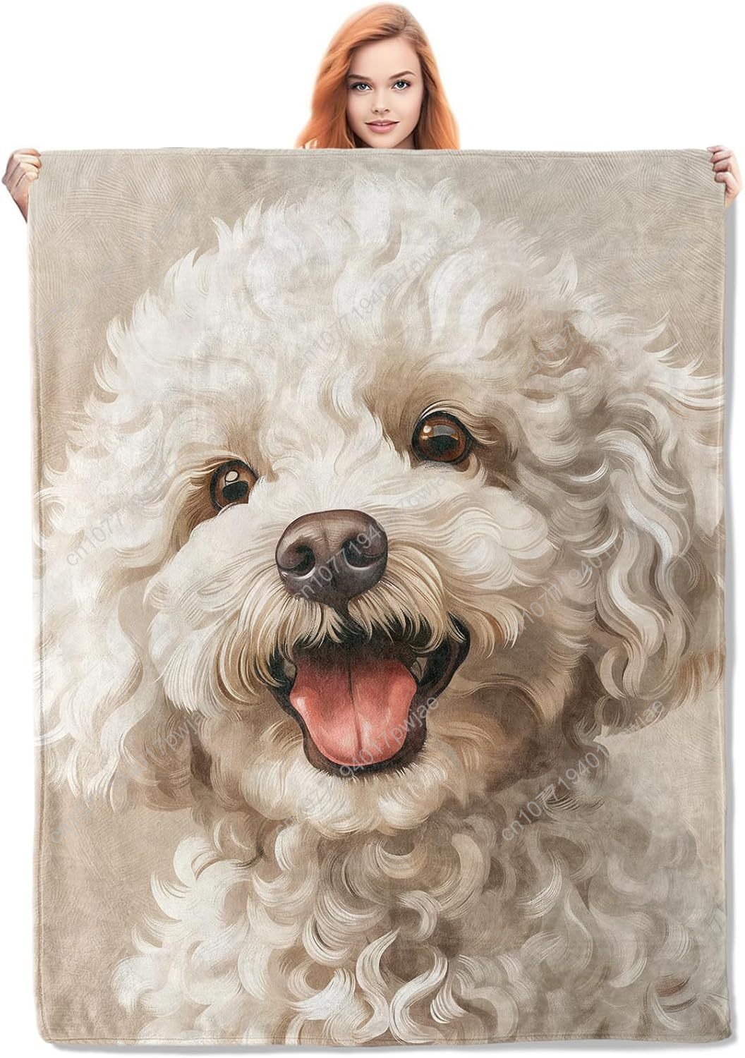 Joyful Poodle Portrait Blanket - Home Textiles & Furnishings ulasan dan harga
