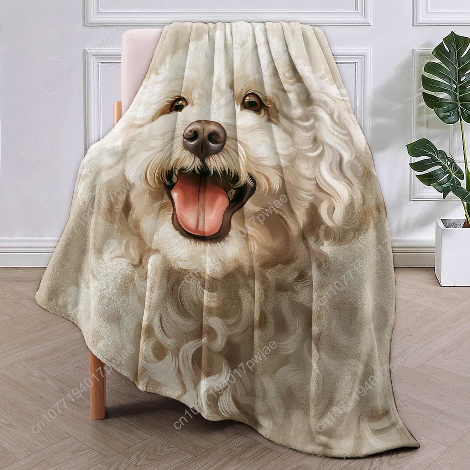 Joyful Poodle Portrait Blanket - Home Textiles & Furnishings ulasan dan harga