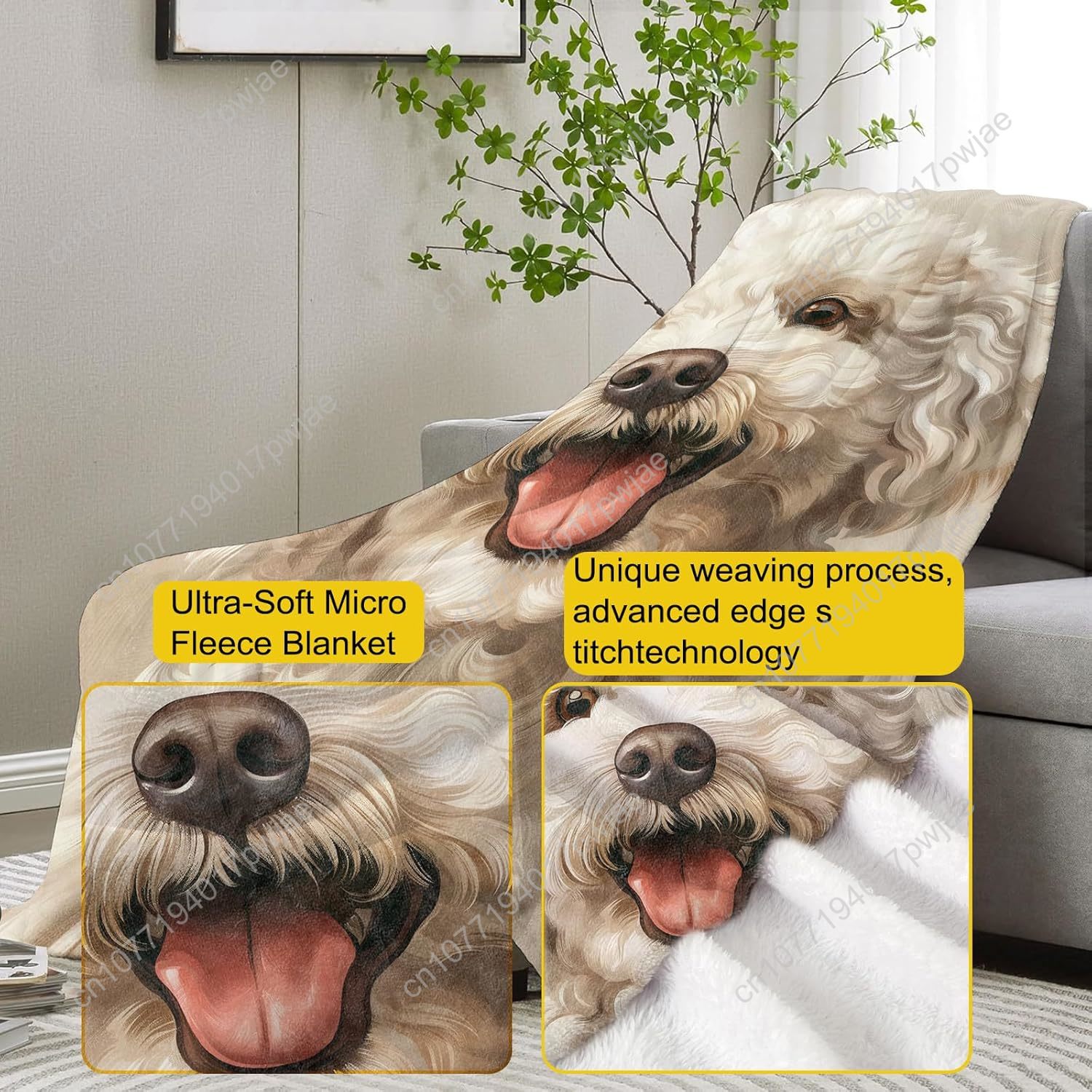 Joyful Poodle Portrait Blanket - Home Textiles & Furnishings ulasan dan harga