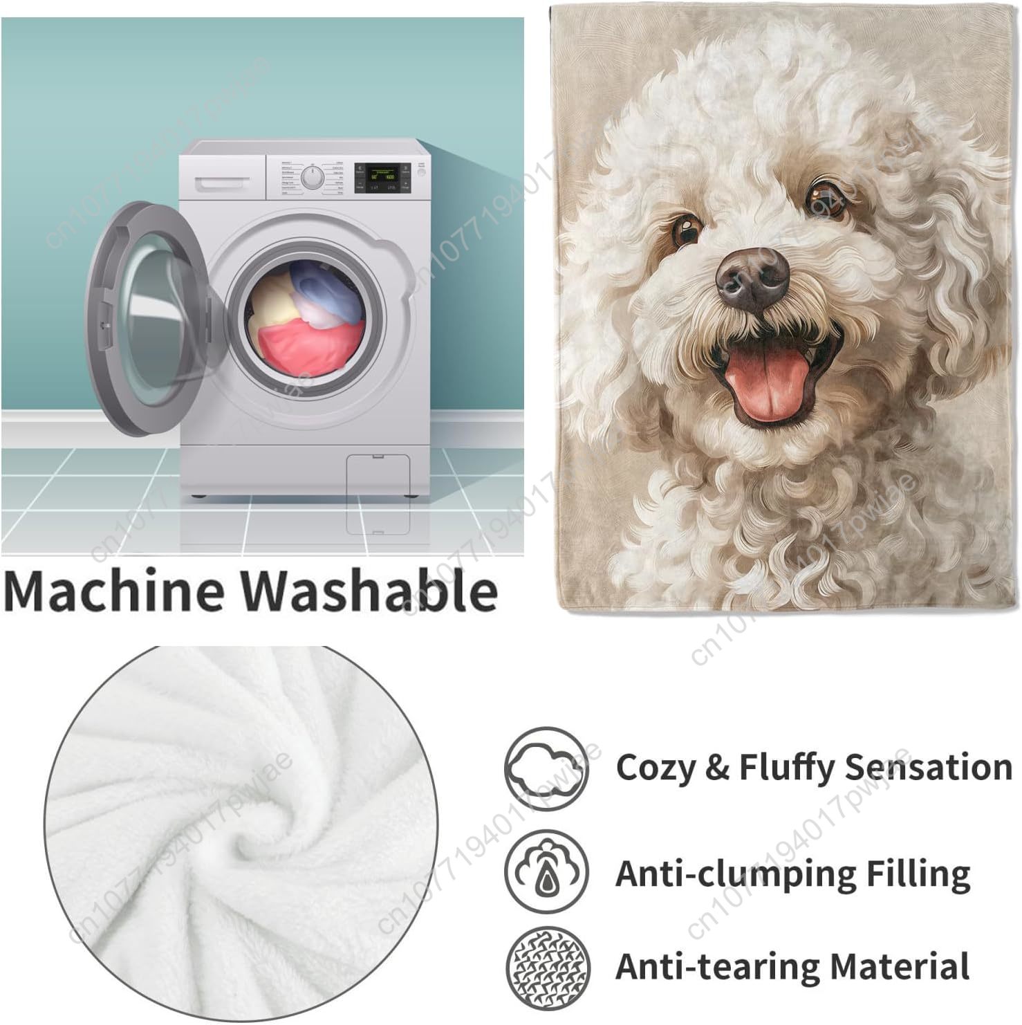 Joyful Poodle Portrait Blanket - Home Textiles & Furnishings ulasan dan harga