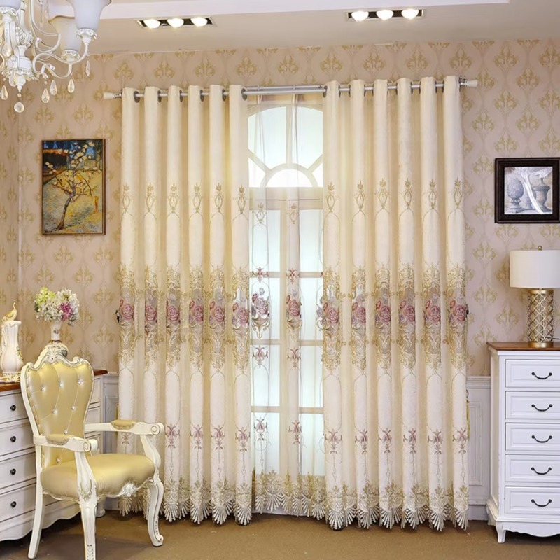 Curtain Textiles Beige Color H - Home Textiles Luxury Curtains ulasan dan harga